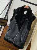 Veste en faux cuir avec ceinture pour femmes