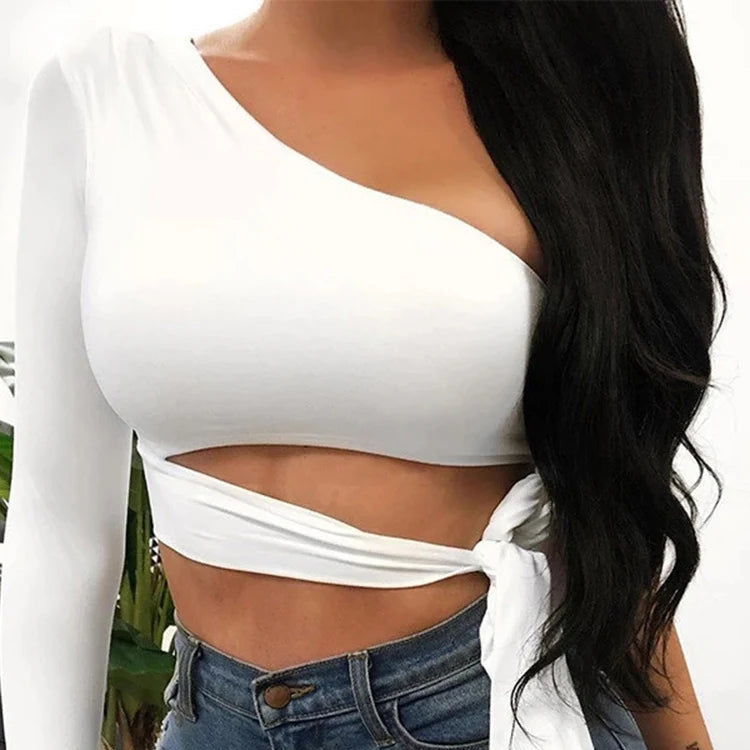 t-shirt à manches longues et une épaule pour femmes