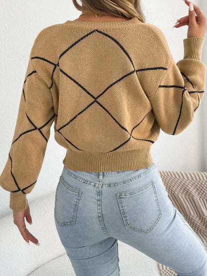 Pull Femme – Manches Lanterne et Nœud à la Taille