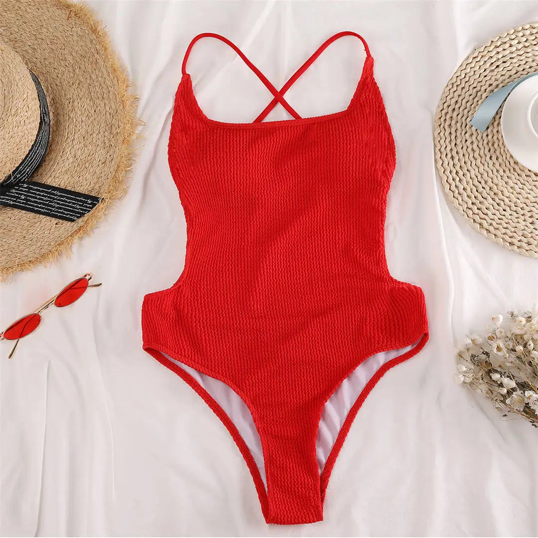 Maillot de bain une pièce sexy dos nu, coupe haute, 3 couleurs, pour femmes