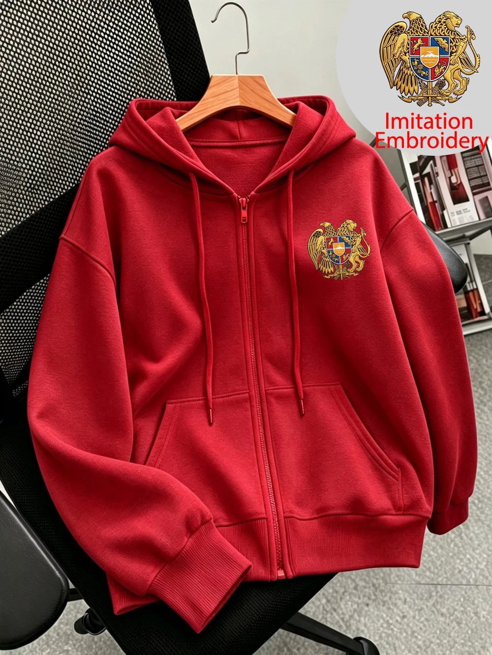 Sweat à capuche zippé imprimé Sporty Armenia pour femmes
