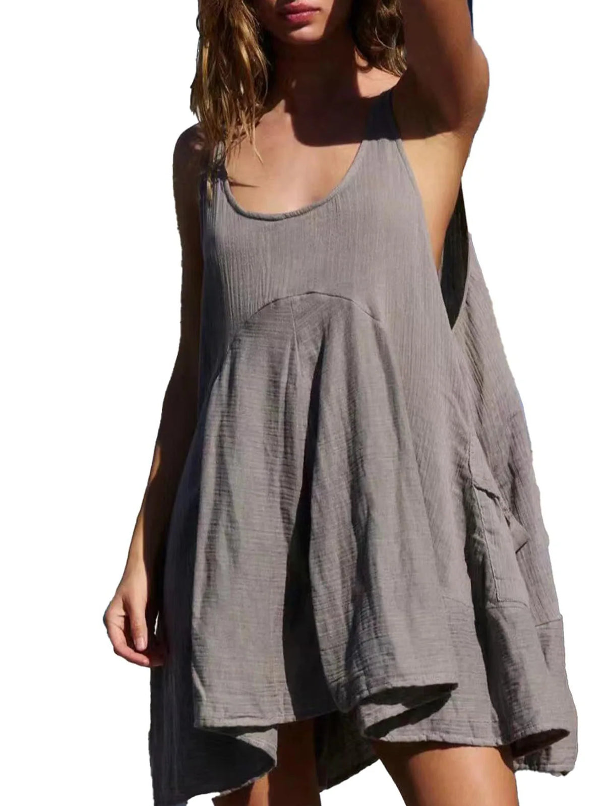 Robe Courte Ample Femme – Unie et Sans Manches