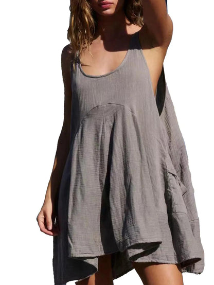 Robe Courte Ample Femme – Unie et Sans Manches