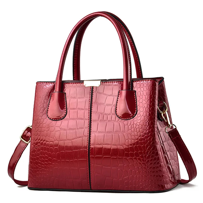 Sac à bandoulière en cuir PU verni pour femmes