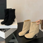 Bottines à bout carré et talons bas pour femmes