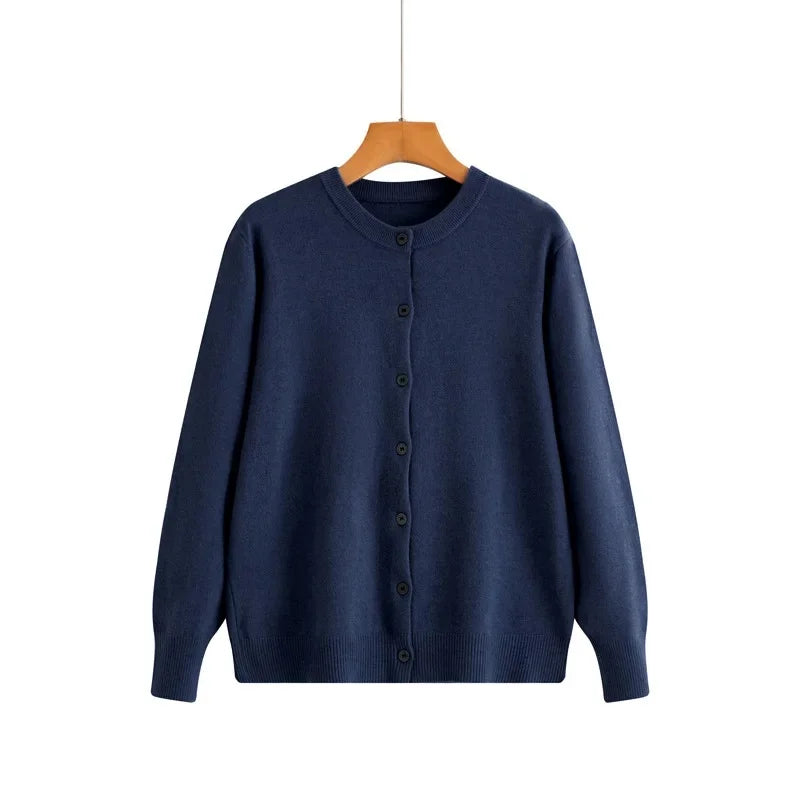 Cardigan tricoté à col rond pour femmes