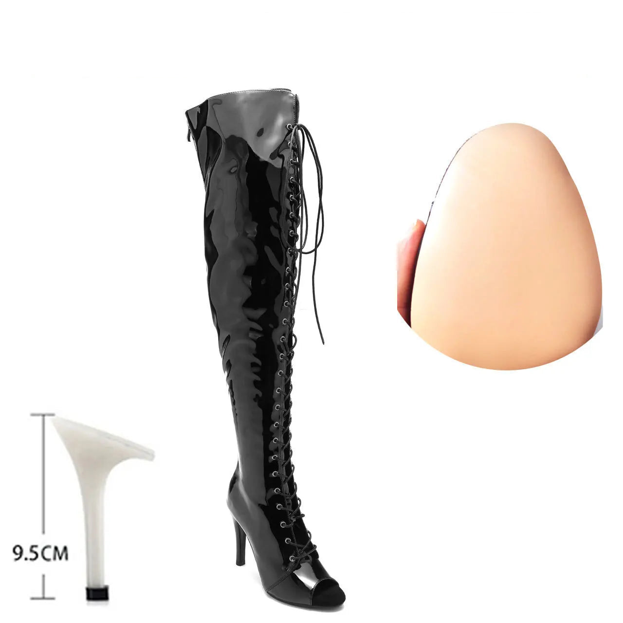 Bottes à lacets au-dessus du genou à talons aiguilles pour femmes
