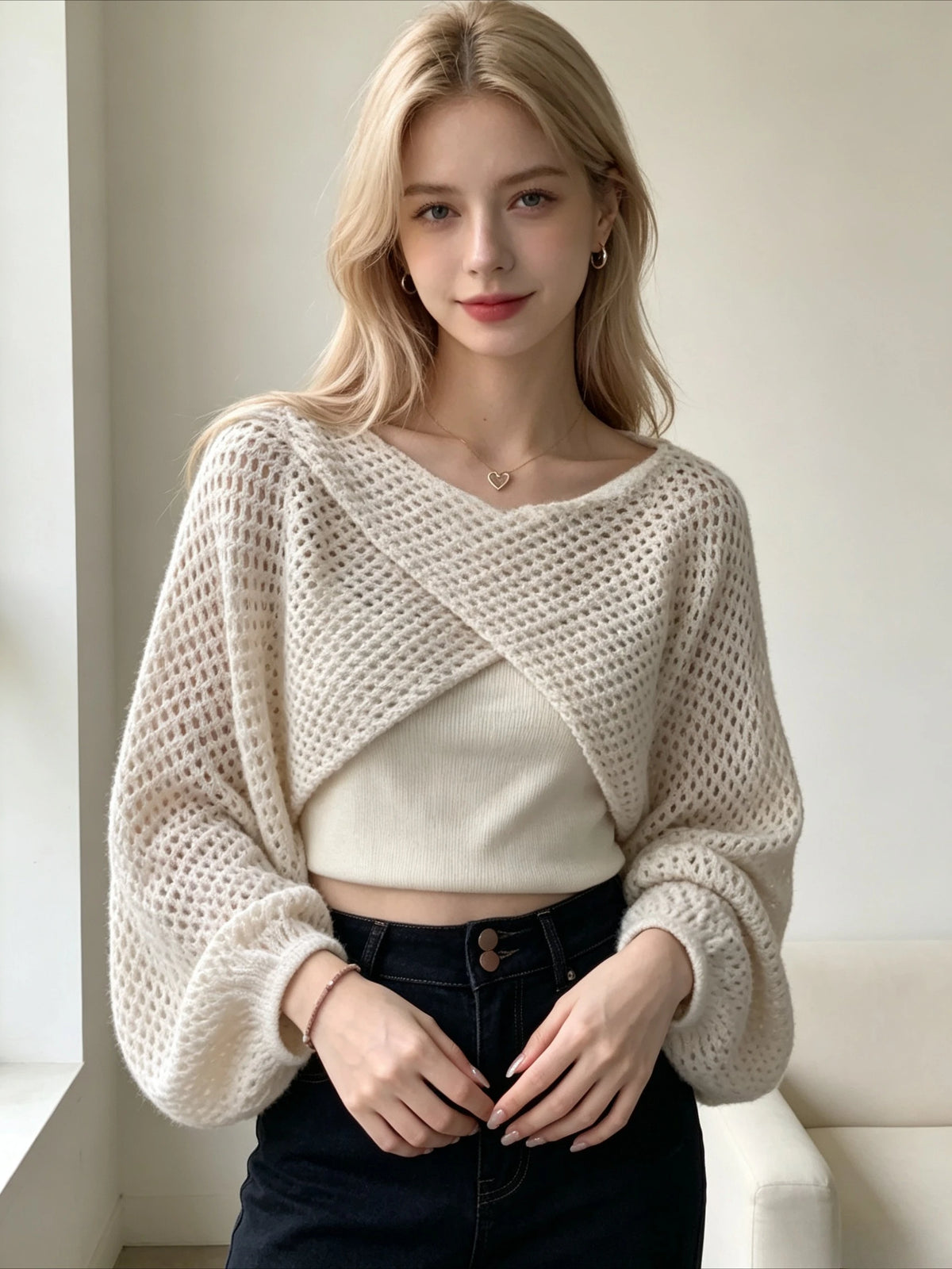 Ensemble en Maille Femme – Haut Court et Débardeur Streetwear