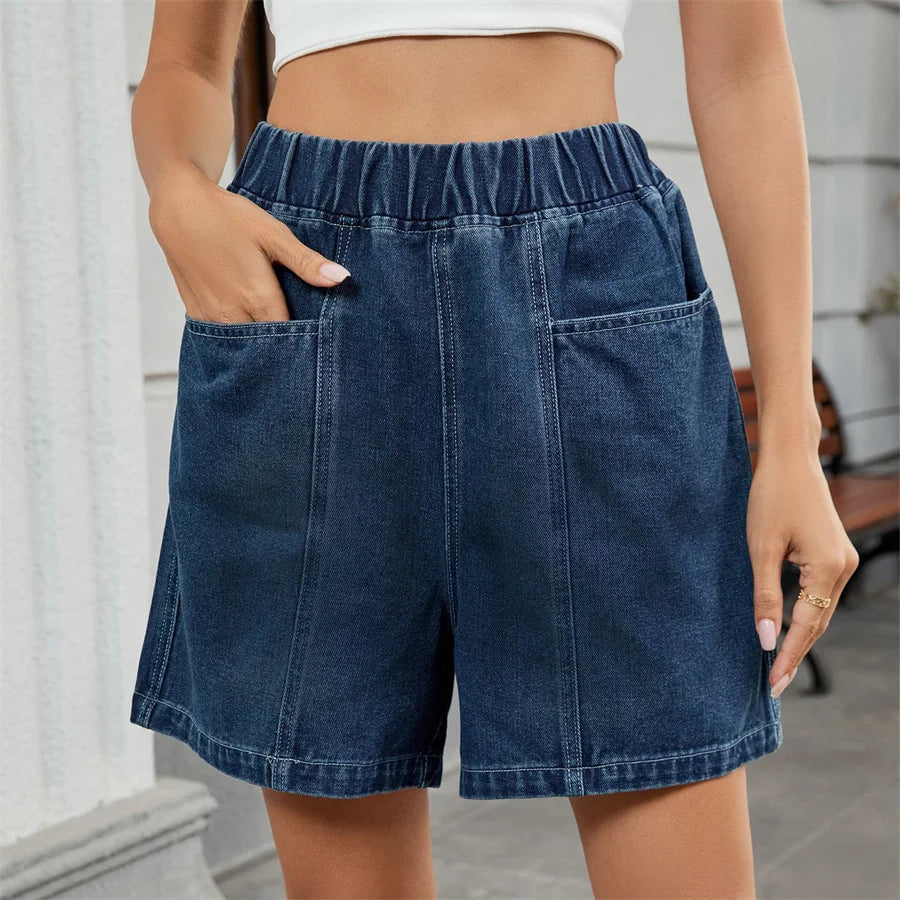 Shorts en jean taille élastique pour femmes
