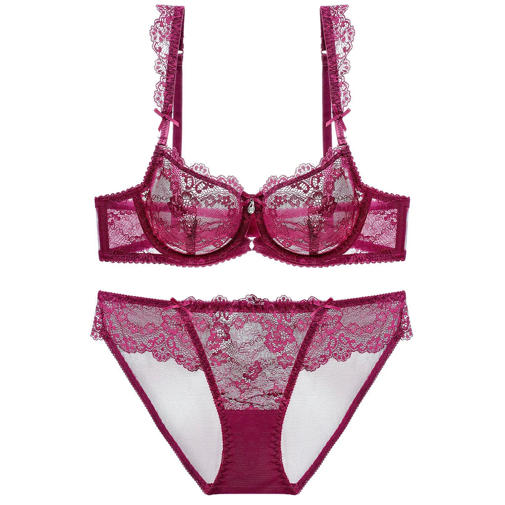 Ensemble de soutien-gorge Push-Up en dentelle et culotte pour femmes