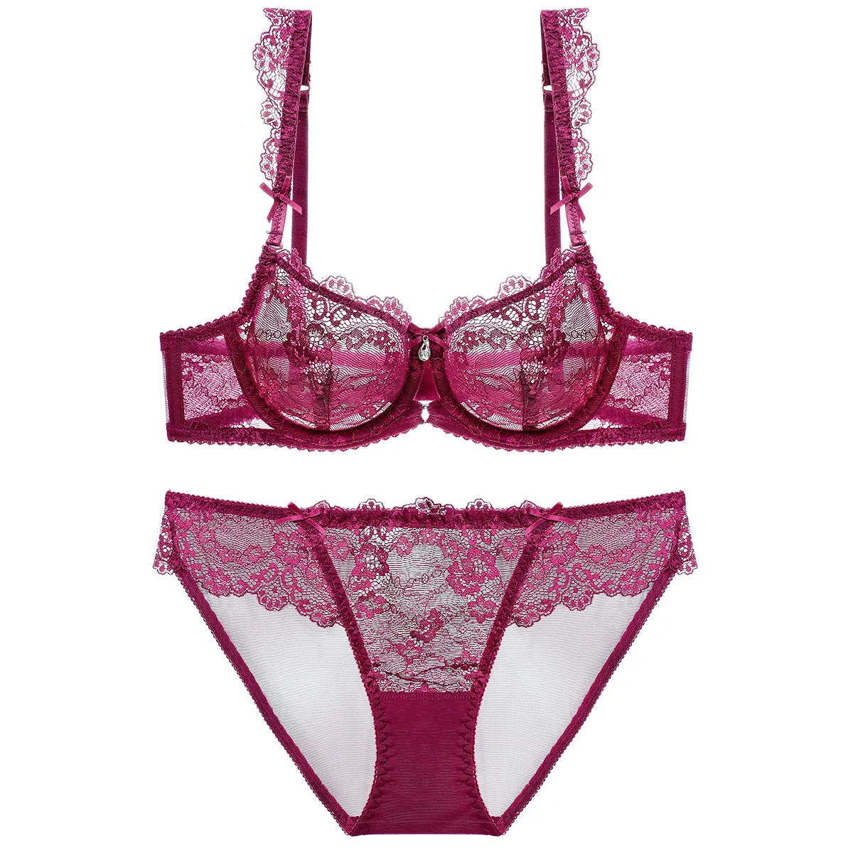 Ensemble de soutien-gorge Push-Up en dentelle et culotte pour femmes