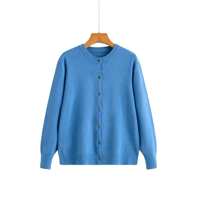 Cardigan tricoté à col rond pour femmes