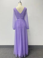 Robe à manches longues col en v pour femmes