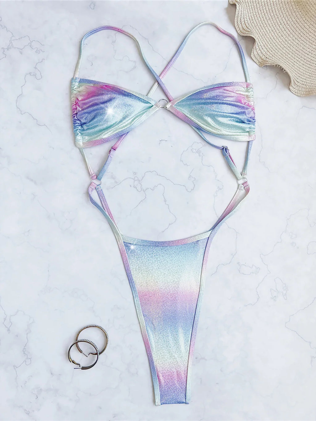 Maillot de bain une pièce nickel é croisé dans le dos pour femmes
