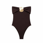 Maillot de bain une pièce noir sans bretelles pour femmes