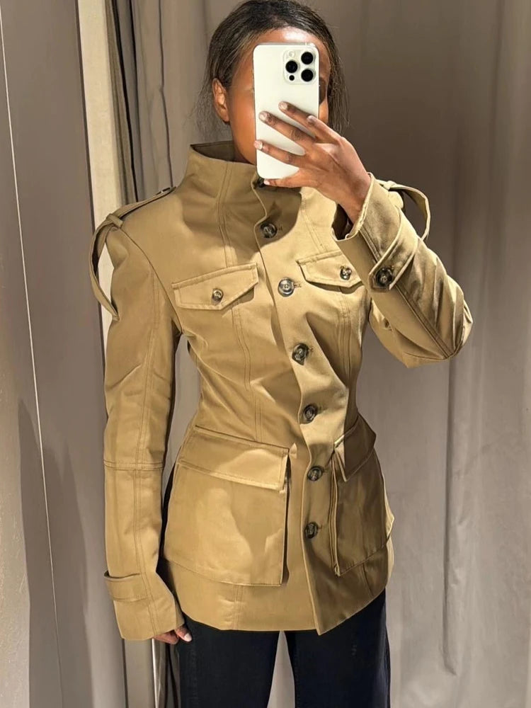Vestes à manches longues et col haut pour femmes