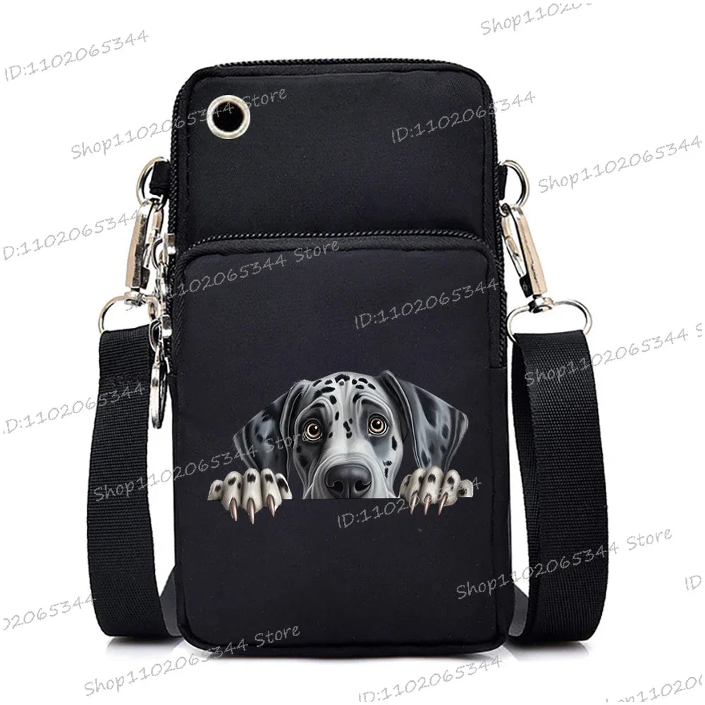 Sac à main pour téléphone portable imprimé chien 3D pour femmes