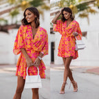 Robe courte à manches bouffantes pour femmes