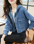 Veste en jean à capuche vintage pour femmes