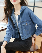 Veste en jean à capuche vintage pour femmes