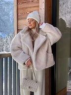 Veste ample en polaire et fourrure d'agneau pour femmes