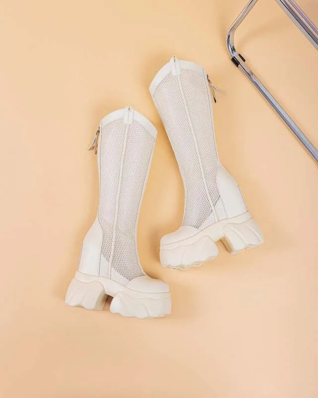 Bottes genou haute à plate-forme pour femmes