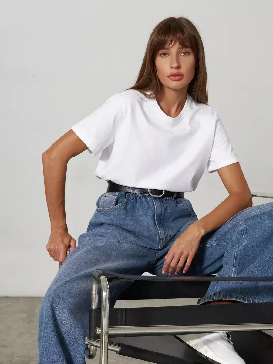 T-shirt d'été 100 % coton pour femmes