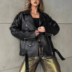 Veste en cuir PU pour femmes