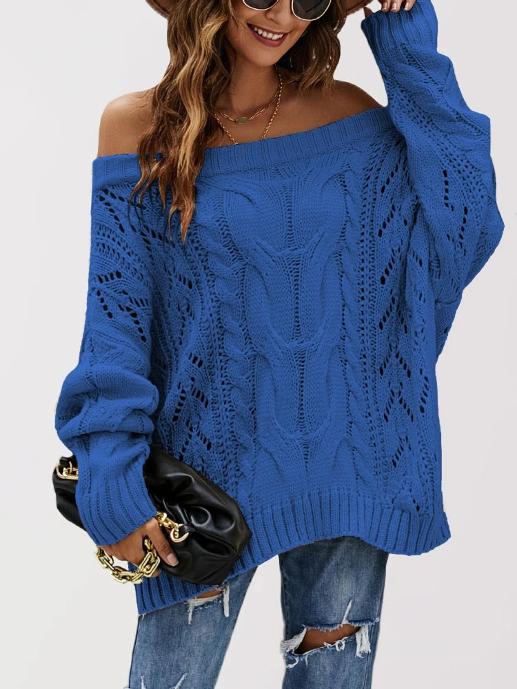 Pull tricoté à manches lanternes pour femmes