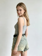 Short en jean déchiré bleu pour femmes