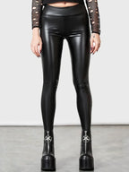 Leggings en cuir PU taille haute pour femmes