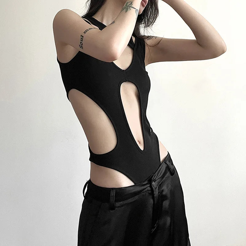 Body gothique ajouré pour femmes
