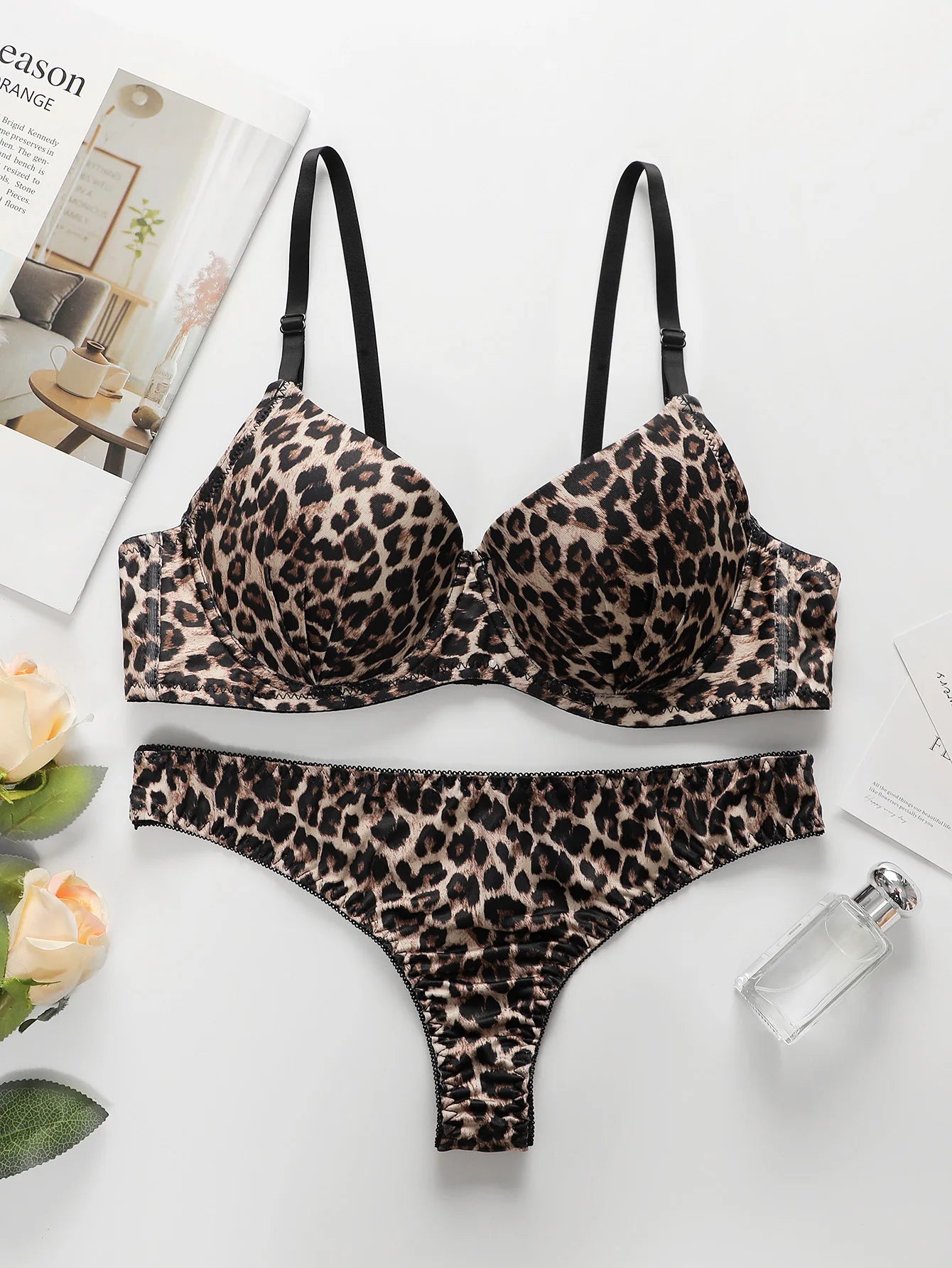 Ensemble de lingerie sexy imprimé léopard pour femmes