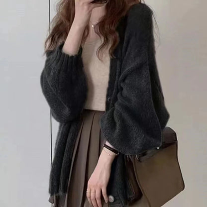 Cardigan Fin en Mohair Femme – Chic et Décontracté