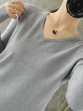 Pull tricoté avec col en v pour femmes
