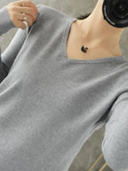 Pull tricoté avec col en v pour femmes
