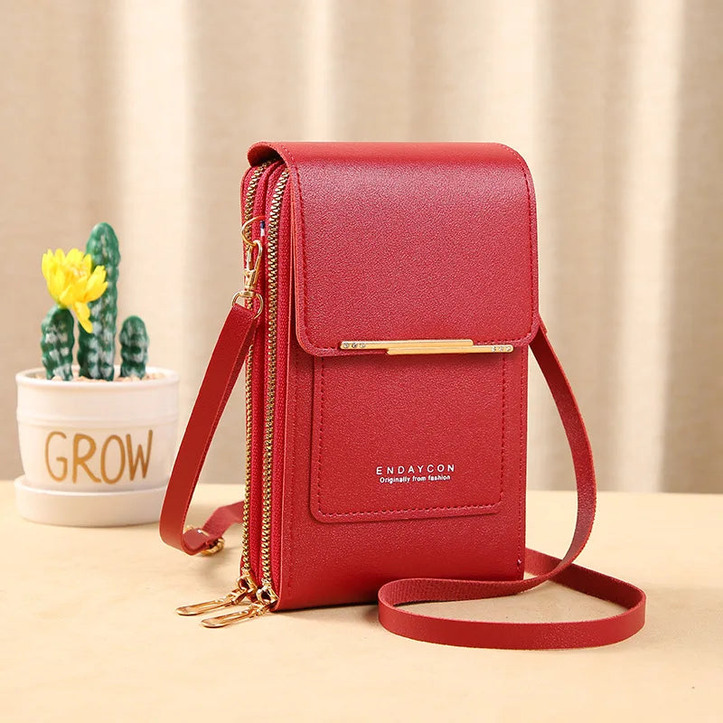 Sac à main en cuir souple téléphone portable pour femmes