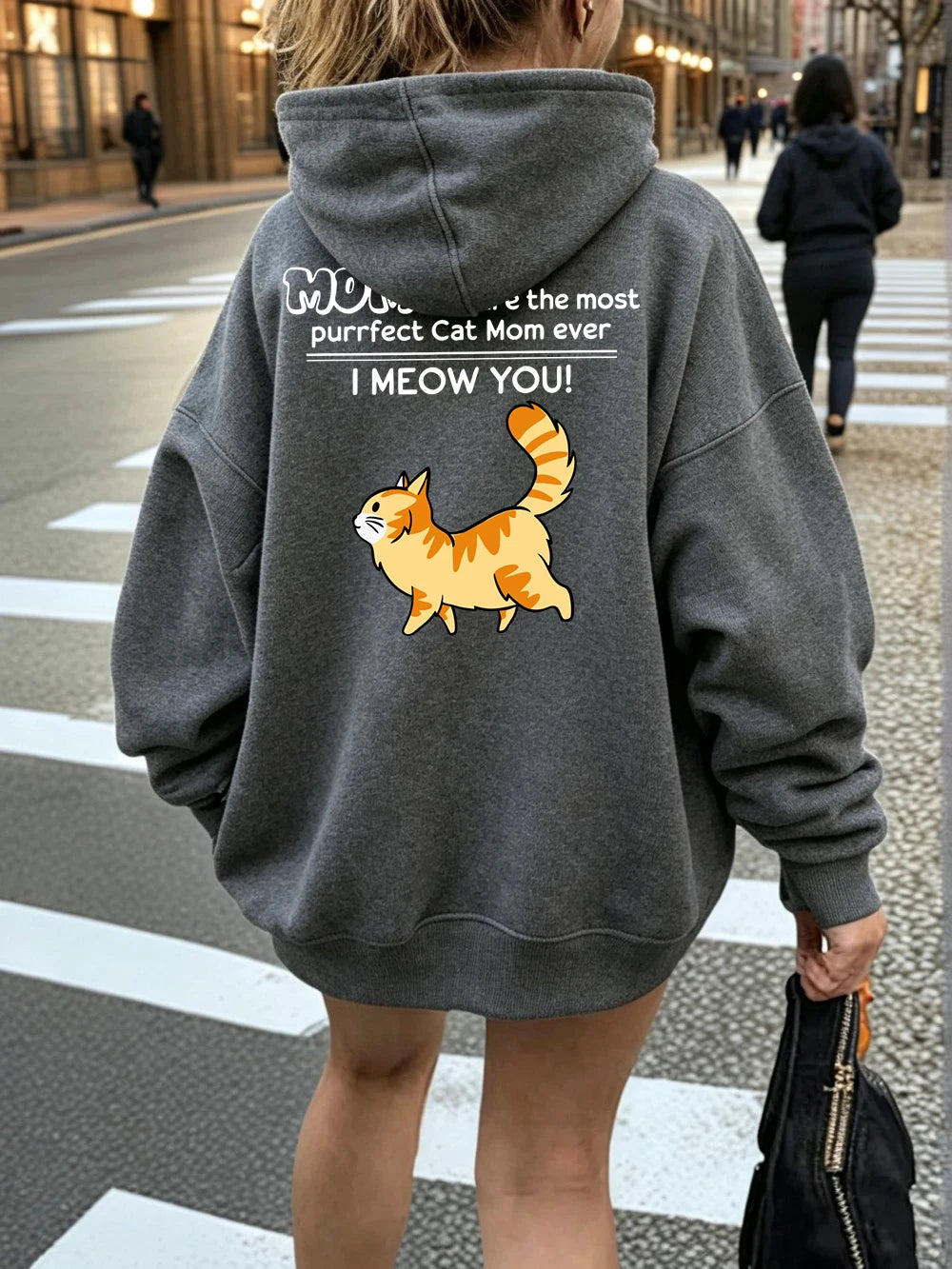 Sweat-shirts à capuche imprimés « Funny Cat Mom I Meow You » pour femmes