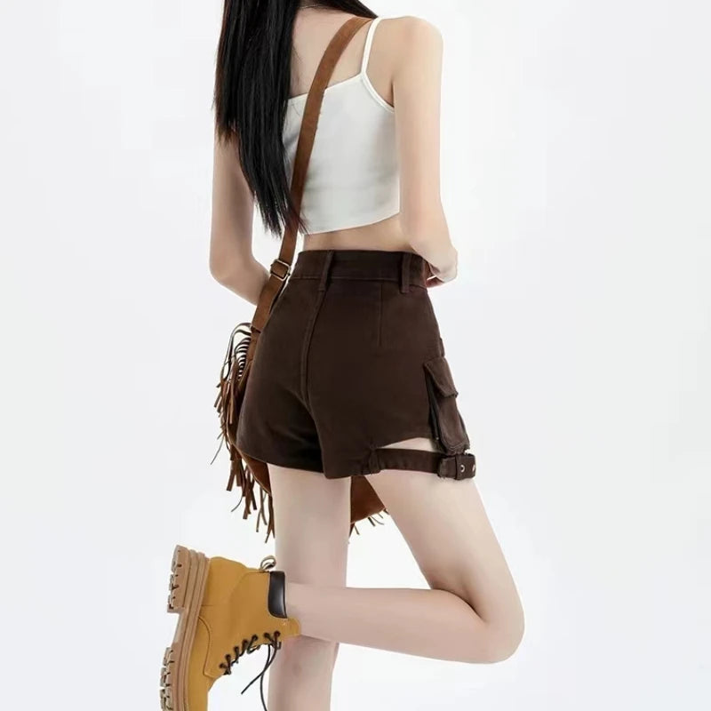 Short en jean taille haute pour femmes
