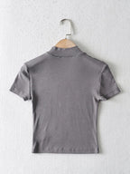 T-shirt côtelé à manches courtes pour femmes