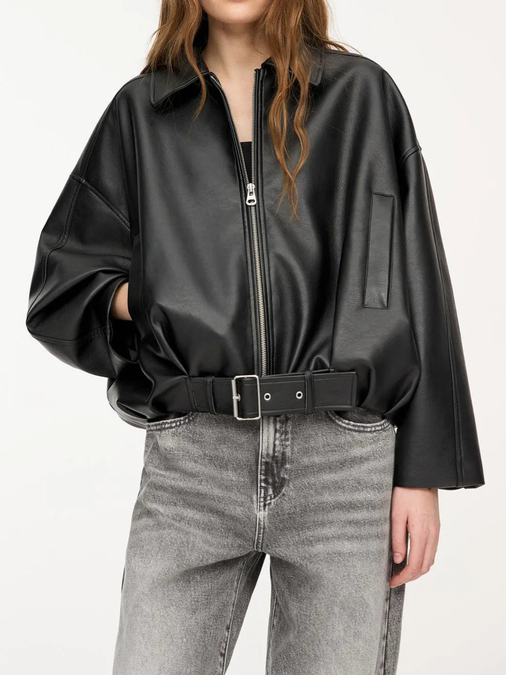 Veste en faux cuir pour femmes