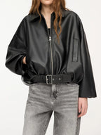 Veste en faux cuir pour femmes