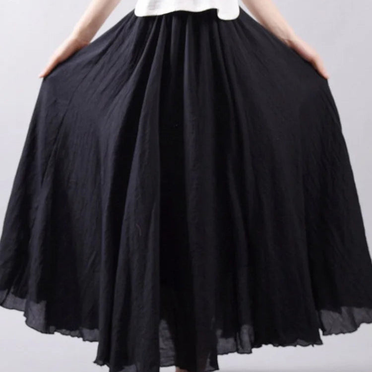 Jupe maxi en lin taille haute pour femmes