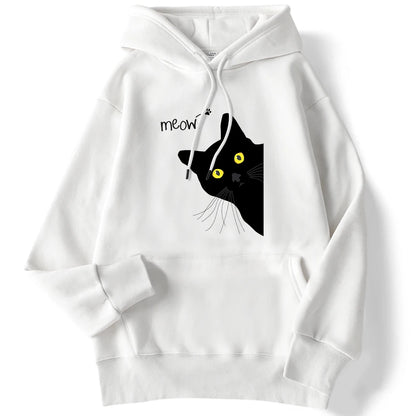 Sweat à Capuche Femme – Imprimé Chat Noir Meow