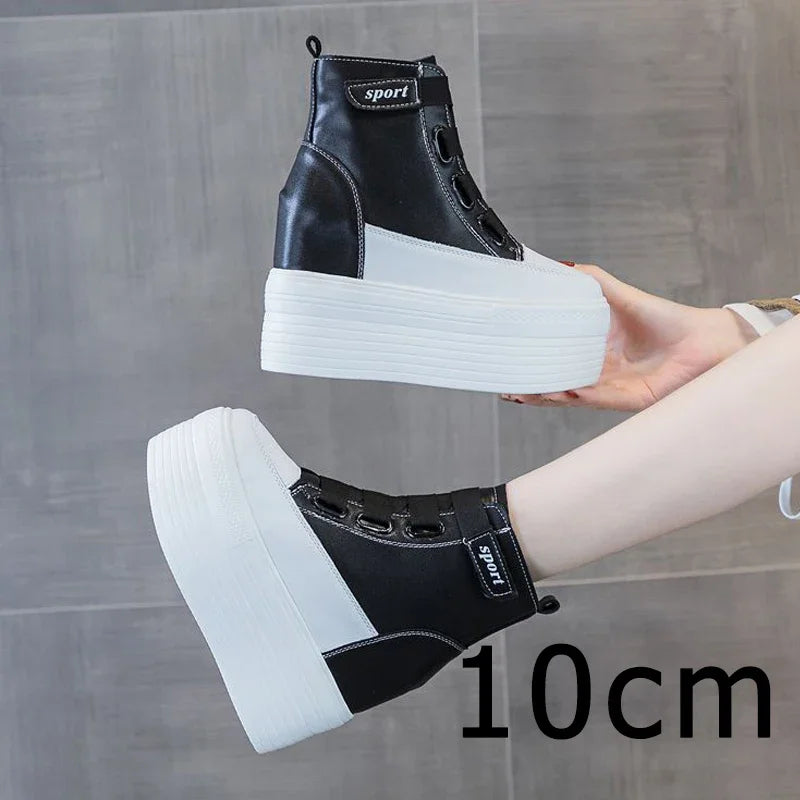 Bottines compensées en cuir PU pour femmes