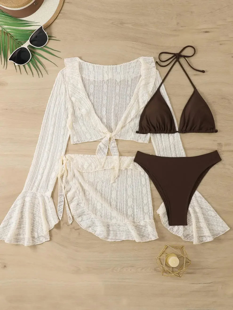 Ensemble Maillot de Bain Vintage Femme – 4 Pièces
