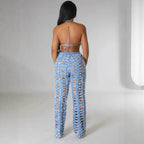 Pantalon en jean à jambes larges pour femmes