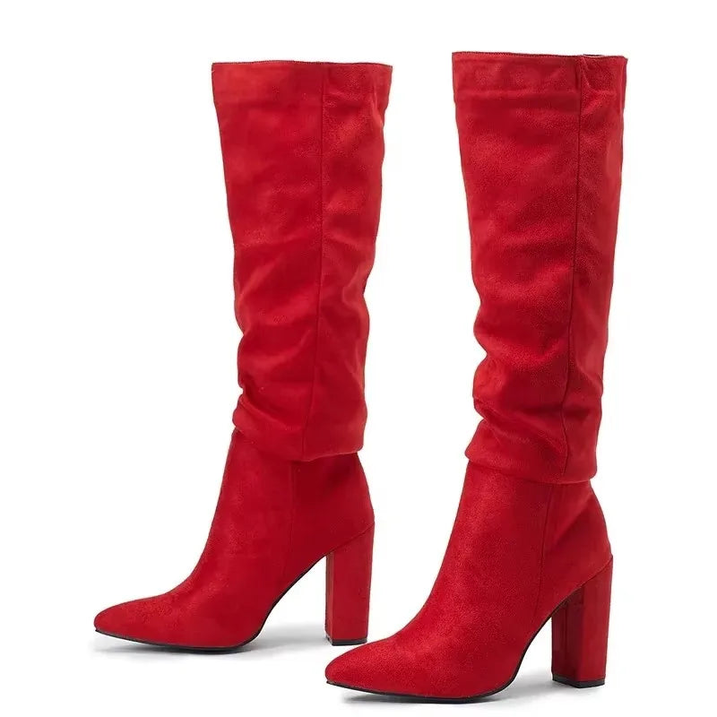 Bottes au genou confortables et chaudes pour femmes