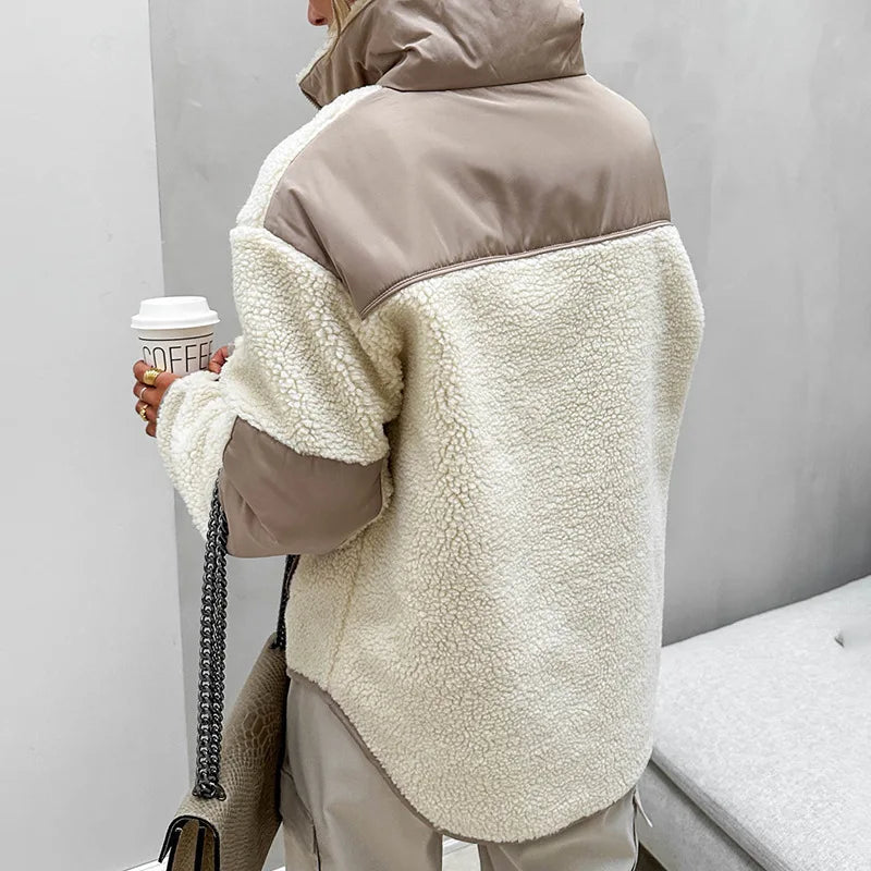 Sweat-shirt surdimensionné à col montant pour femmes