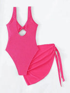 Maillot de bain une pièce torsadé sur le devant, avec nœud sur le côté pour femmes